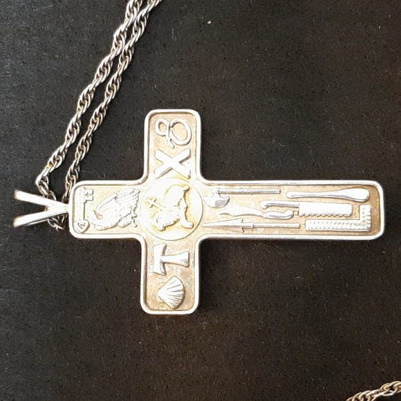 Vintage Gorham sterling silver TACU CHI cross on chain. - Picture 2 of 4